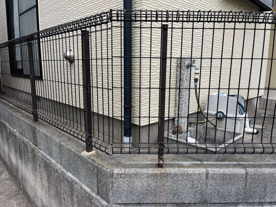 フェンス支柱交換前