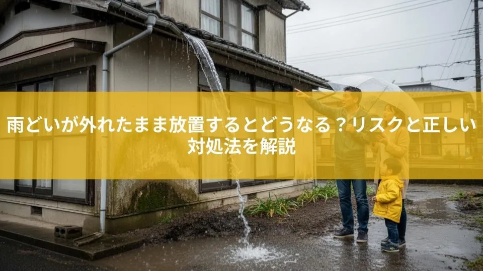 雨どいが外れたまま放置するとどうなる？リスクと正しい対処法を解説